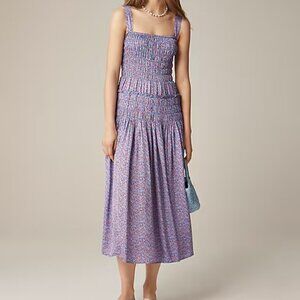 Smocked midi dress in summer fields print